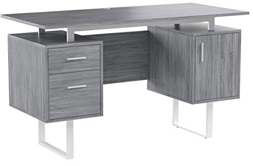 Techni Mobili Modern Office Desk with Storage, Gray