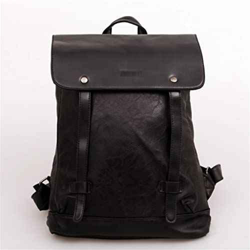 Backpack Mens Leather Retro Backpack Unisex Laptop School Bag Travel Bag (Color : B, Size