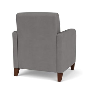 Lesro Siena Polyurethane Lounge Reception Guest Chair in Gray/Walnut