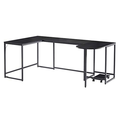 QWERTY Computer Desk, Industrial Corner Writing Desk with Stand, Gaming Table Workstation Desk for Home Office(Black) Study Writing Desk
