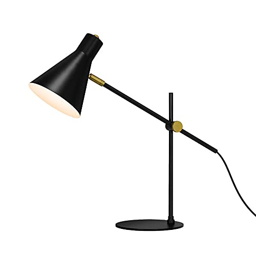 Metal Desk Lamp, Eye-Caring Table Lamp with Flexible Goose Neck (Black)