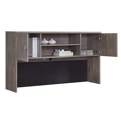 Portland 59"W Storage Hutch with Tackboard Gray Fabric/Sandalwood Laminate