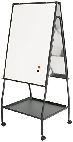 Best-Rite Wheasel, Double Sided Magnetic Dry Erase Porcelain Steel Whiteboard Easel, 65"H x 28.75"W x 27"D (770)