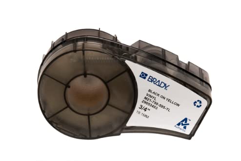 Brady M21-750-595-YL, 142811 0.75" x21' Yellow BMP21 Series Indoor/Outdoor Vinyl Label, Pack of 6 Cartridges