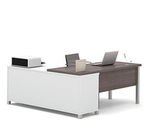 Bestar Pro-Linea L-Desk with Drawers, White/Bark Grey
