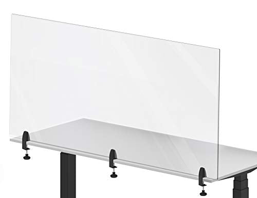 Stand Steady Clear Desktop Panel | Clamp On Protective Acrylic Shield & Sneeze Guard | Desk Divider Securely Attaches to Desks & Tabletops | for Offices, Schools, Libraries & More (60 x 30)