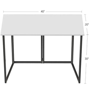 Cubiker 40" Folding Computer Desk,Small Home Office Laptop Work Desk,Study Writing Table,No-Assembly,Foldable and Portable Design,White