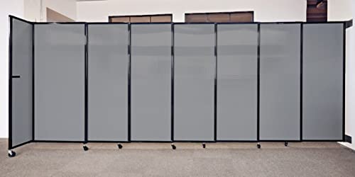 VERSARE Wall-Mounted StraightWall Sliding Portable Partition | Sound Absorbing Room Divider | Adjustable Widths | Black SoundSorb Panels