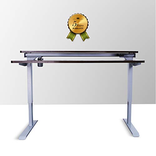 AITERMINAL Split Top Electric Stand Up Desk Single Motor-Height Adjustable Desk (59", Grey Frame/Walnut Top)