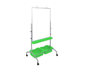 Luxor Furniture Mobile School Classroom Double Sided Magnetic Whiteboard Chart Stand with 2 Storage Bins - Green, White,Green