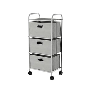 None Rolling Storage Cart with Fabric Bins - 4 Drawer Filing Cabinet (Color: 3 Drawer)