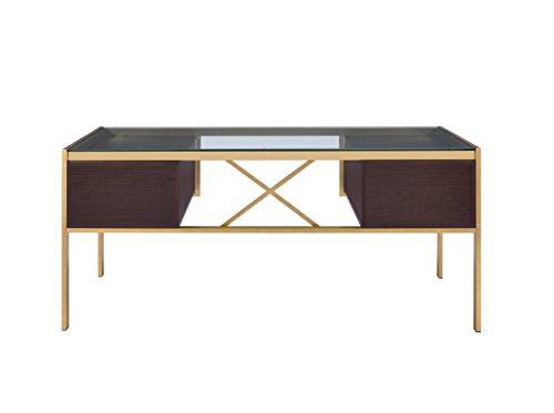 Acme Furniture 92785 Yumia Gold Desk with Glass Top