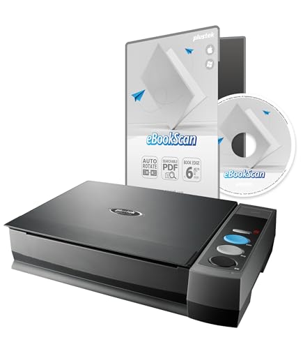 Plustek CCD Flatbed Book Scanner eBookScan 3800 - Bundle eBookScan Easy Convert Book to Digital, Support Multi-Language OCR
