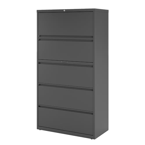 Lorell Fortress Lateral File Cabinet, 36x18-5/8x67-11/16", Charcoal