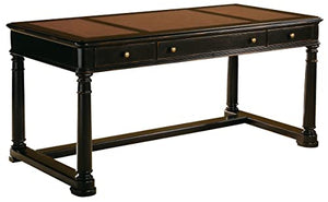Hekman Louis Philippe Writing Desk - 3 Drawers, Bling Tooled Leather Top