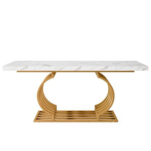 Tribesigns 63" Modern White and Gold Executive Office Desk