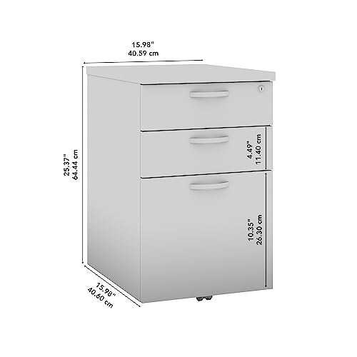 Bush Business Furniture Rolling File Cabinet | Mobile Under Desk Drawers for Letter, Legal, and A4-Size Document Storage, Hansen Cherry
