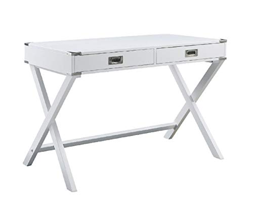 GYCHEE Rectangular Writing Desk for Home Office, Laptop PC Table Workstation with 2 Storage Drawers, Modern Office Desk with Crossing X Base, Computer Desk, Makeup Vanity Table,42" L x 24" W x 30" H