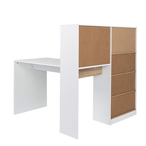 L Shaped Home Office Desk, Computer Desk, Corner Desk with 4-Tier Storage Shelves Study Writing Table for Home Office, Modern Simple Style