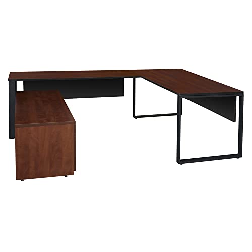 Regency Laminate Low Credenza U-Desk 72" x 30" Cherry