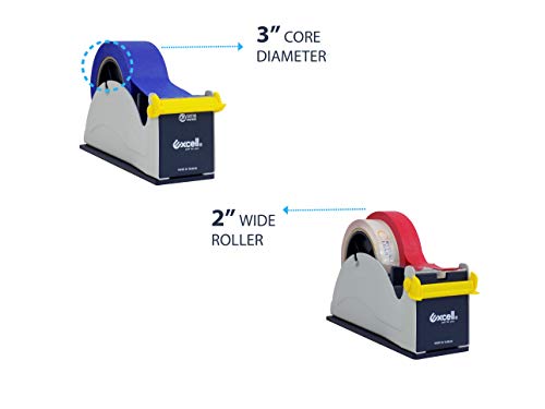 WOD ET-227 Premium Quality Blue and Gray Tabletop Twin-Roll Steel Desktop Tape Dispenser Weighted Rubber Lined Base for Stability: Fits Up to 2" in. Wide (Holds 3 inch core) 12-Pack