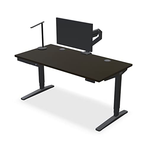 UPLIFTDESK Black Bamboo Standing Desk 60x30 inch 2-Leg V2 C-Frame (Gray)