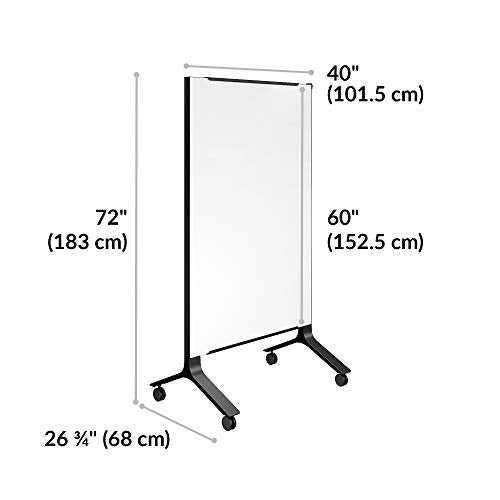 Vari Mobile Glass Board 40x72 - Rolling Double-Sided Magnetic Markerboard with Roll-and-Lock Casters - Dry Erase Board for Classroom and Office