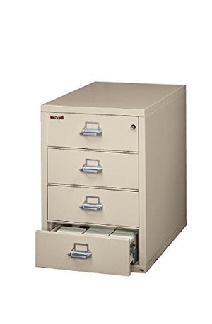 FireKing Fireproof 4-Drawer Card, Check, and Note File Cabinet, 36.13" H x 25.31" W x 31.56" D - Parchment