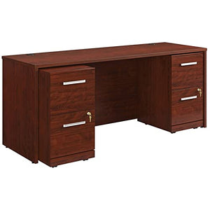 Pemberly Row Cherry 72" x 24" Shell with Two 2-Drawer Mobile File Cabinets