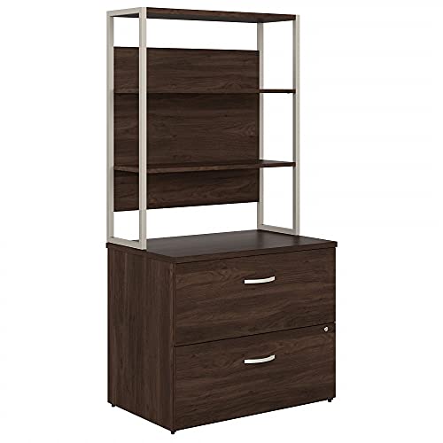 Bush Business Furniture Hybrid 2 Drawer Lateral File Cabinet with Shelves, White