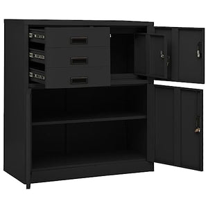 THOYTOUI Steel Office Cabinet with Storage Function 35.4"x15.7"x49.2" Anthracite