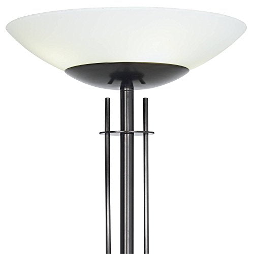 Light Blaster Modern Torchiere Floor Lamp Dark Bronze Frosted Glass Shade for Living Room Bedroom Office Uplight - Possini Euro Design