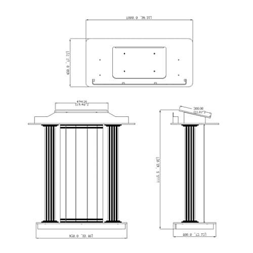 FixtureDisplays Clear Acrylic Lighted LED Podium with Casters 40" Wide X 18" Deep X 46" Tall - 21232-NPF