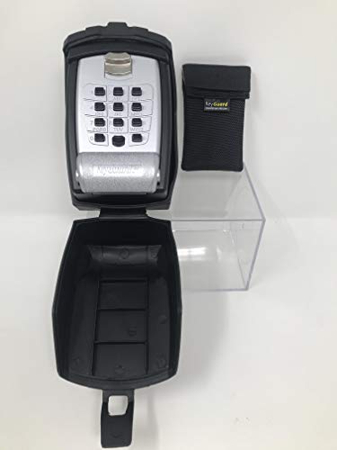 KeyGuard PRO Hanging Lock Box & Faraday Bag - Portable Punch Button Combination Lockbox to Hang on Car Windows and More - Portable Faraday Pouch for Key Fobs and Small Devices - SL-591-CVR - 4 Pack