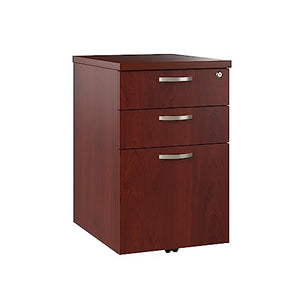 Bush Business Furniture Rolling File Cabinet | Mobile Under Desk Drawers for Letter, Legal, and A4-Size Document Storage, Hansen Cherry