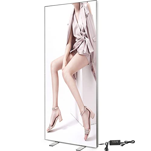 VEVOR LED Poster Frame, 34" x 80" Large Sidewalk Sign, Backlighting LED Light Box with Aluminum Frame & Stable Base, Illuminated Photo Frame for Poster Advertising Display