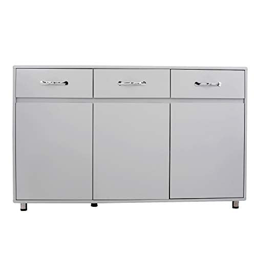 GLCHQ Storage Drawer File Cabinet Side Cabinet Entryway Console Side Tables (Three Drawers, Three Doors, Grey)