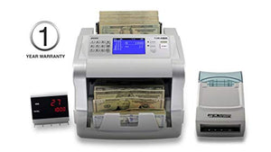 SILVER by AccuBANKER S6500+Thermal Printer Cash Counter Money Counter Machine Quick Mixed Denomination Bill Counter with Counterfeit Detector UV, MG, Infrared, Size & Metal Thread (S6500)