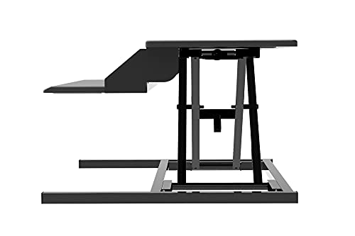 Luxor 2-Tier Height-Adjustable Pneumatic Lift Standing Desk Converter with Keyboard Tray and Built-in Cable Management - Black