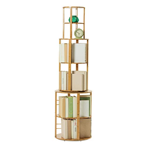 Xing Hua Shop Bookshelf 360 Degree Rotating Simple Bookshelf Household Multi-Layer Floor Storage Rack Student Bookcase Rack (Color : Wood Color, Size : 5050175cm)