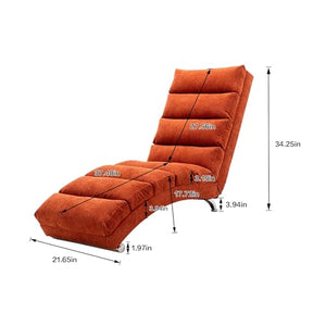 None Poly Fabric Ergonomic Backrest Lounges with Side Pocket Orange Plaid