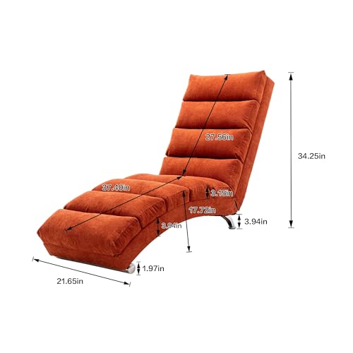 Poly Fabric Ergonomic Backrest Lounges with Side Pocket Orange Plaid