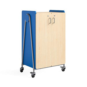 Safco Rolling Storage Cart with Magnetic Dry-Erase Back, Electric Blue, 48" H
