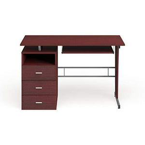 Porch & Den Pedestal 3-Drawer Computer Desk with Keyboard Tray Brown Maple Finish