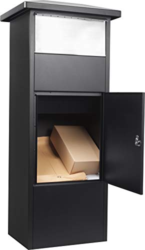 Winbest Steel Freestanding Floor Lockable Large Drop Slot Mail Box with Parcel Compartment, Black