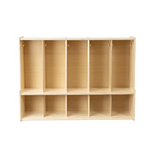 RRI Goods Montessori 5-Section Coat Locker with Bench & Cubby Storage
