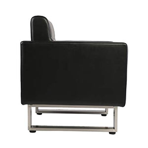 Dporticus Modern Office Guest Chair with Cushion (Black)