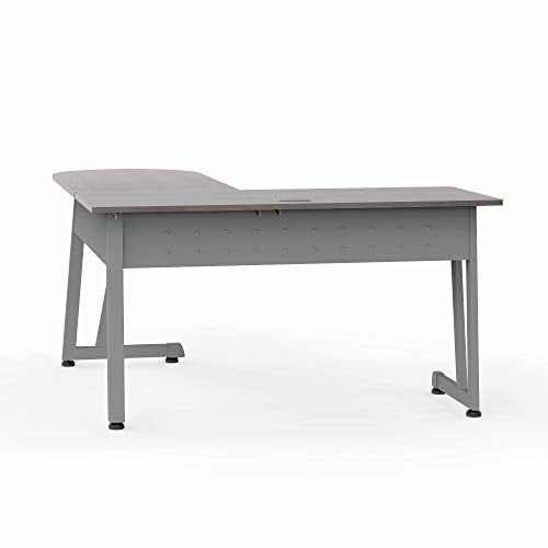 Linea Italia Workstation L-Shaped Corner Easy to Assemble Executive Desk | Computer Table for Home or Office, 55" x 71", Ash