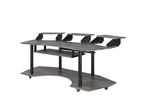 Acme Furniture Eleazar Music Recording Studio Desk, Black Oak
