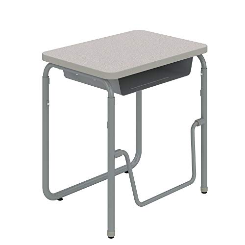 Safco AlphaBetter 2.0 Student Desk with Swinging Footrest Bar, Sit to Stand, 29”-43”, Pebble Gray